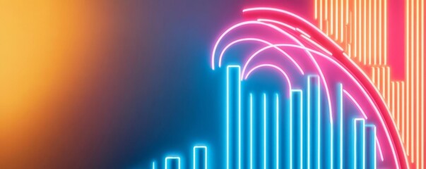 Obraz premium A neon-lit financial rollercoaster visualizing business expansion risks and rewards