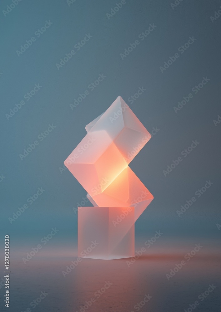 Poster digital art piece that appears to be a 3d rendering of an abstract sculpture. the sculpture is made 