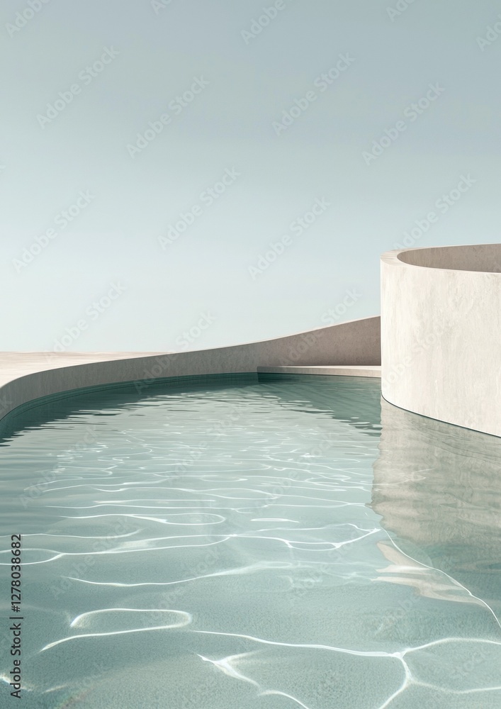 Aufkleber modern swimming pool with a clear blue sky in the background. the pool is rectangular in shape and h