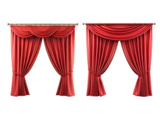 Curtains, a Set of red curtain collections isolated