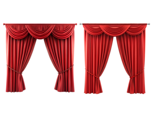 Curtains, a Set of red curtain collections isolated