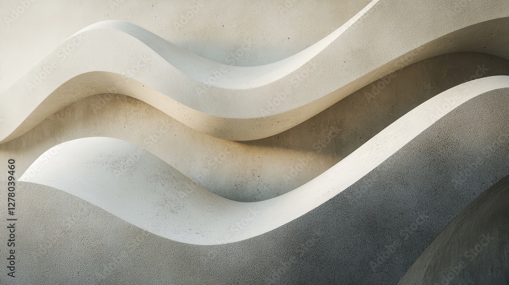 Poster abstract representation of curved concrete architecture with a wavy pattern
