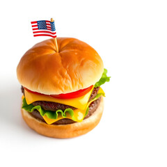 Double Cheeseburger with American Flag