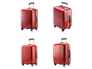 Red suitcases, a Set of travel bag collections isolated