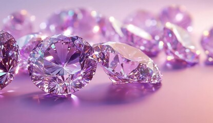 Sparkling purple diamonds on lilac background, luxury jewelry advert
