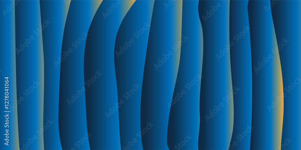 Aufkleber abstract gradient design with 3d effect, smooth yellow and dark blue curved shapes creating a serene