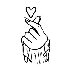 finger heart hand gesture vector illustration