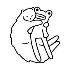 a black and white hand drawn funny cat for clipart