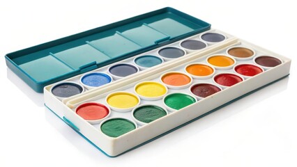 Watercolor Paint Set on White Background