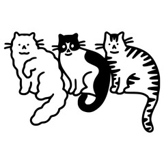 a black and white hand drawn funny cat for clipart