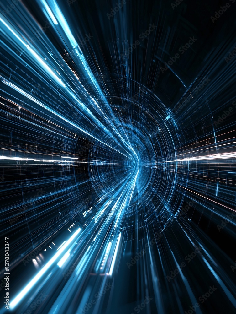 Poster luminous wireframe abstraction, glowing grid structures, digital connectivity, futuristic cyber aest