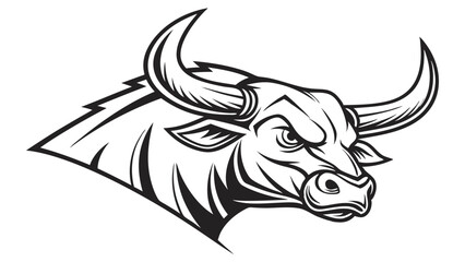 Bold and Modern Stylized Bull Logo in Black and White – Vector Illustration