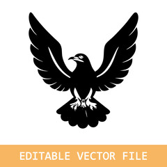 eagle silhouette spreading wings vector black silhouette