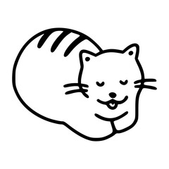 a black and white hand drawn funny cat for clipart