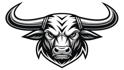 Bold and Modern Stylized Bull Logo in Black and White – Vector Illustration