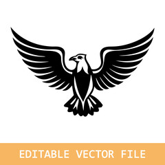 A soaring eagle with vector and line art silhouette illustration