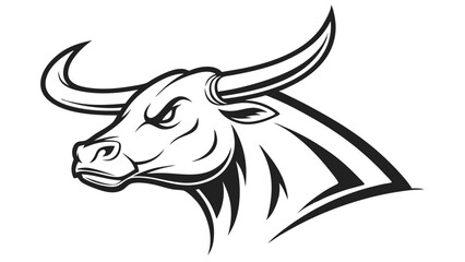 Bold and Modern Stylized Bull Logo in Black and White – Vector Illustration