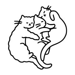 a black and white hand drawn funny cat for clipart