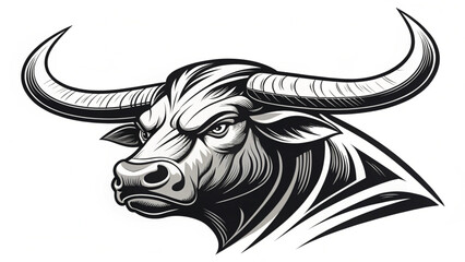 Bold and Modern Stylized Bull Logo in Black and White – Vector Illustration