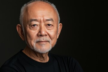 Obraz premium Portrait of an elderly man with thoughtful expression in a dark setting captured in a serene moment of reflection