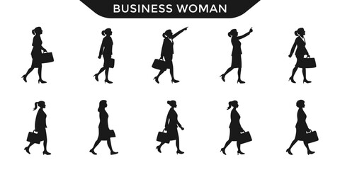 Vector illustration of a businesswoman in various poses