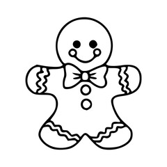 a line art drawing of a christmas gingerbread cartoon cookie