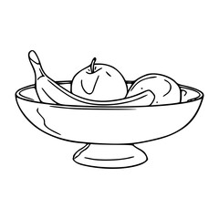 fruit bowl vector illustration for coloring pages