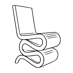 a black and white drawing of a modern chair line art