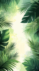 Tropical foliage provides a frame of dense, green, vegetation that creates a lush, vibrant, and natural botanical background.