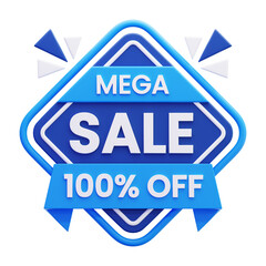 100 percent discount badge 3d icon illustration