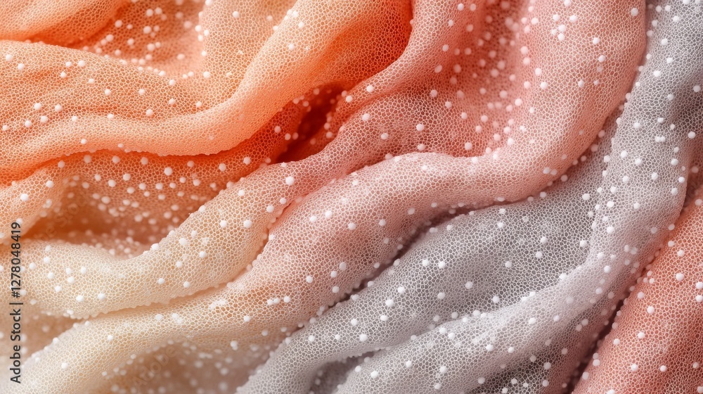 Poster delicate layered fabrics with small white dots and gradient colors