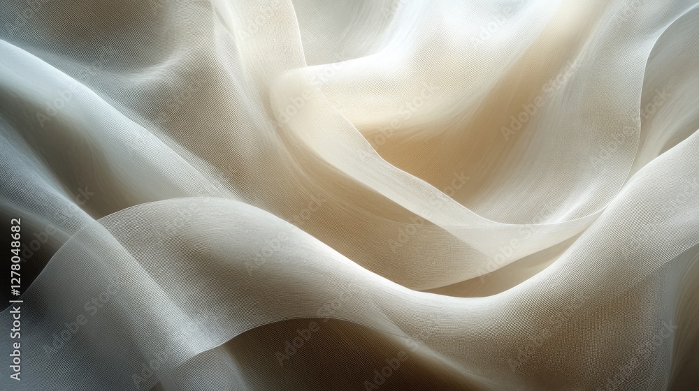 Poster a soft sheer fabric creating elegant folds and gentle shadows