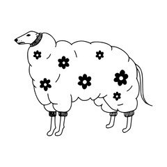 a black and white drawing of a cartoon dog wearing sweater