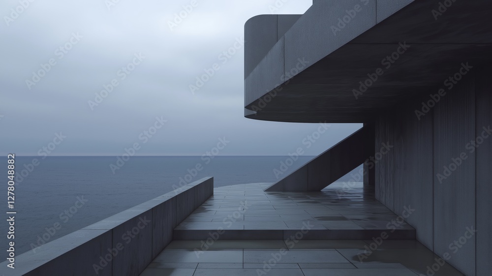 Aufkleber modern architectural structure with a concrete facade. the structure is located on a cliff overlooki