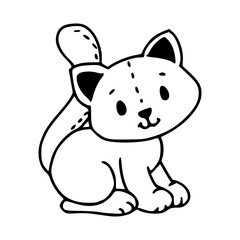 a black and white drawing of a cat doll for coloring pages