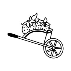 cartoon of strawberry cart vector for coloring pages