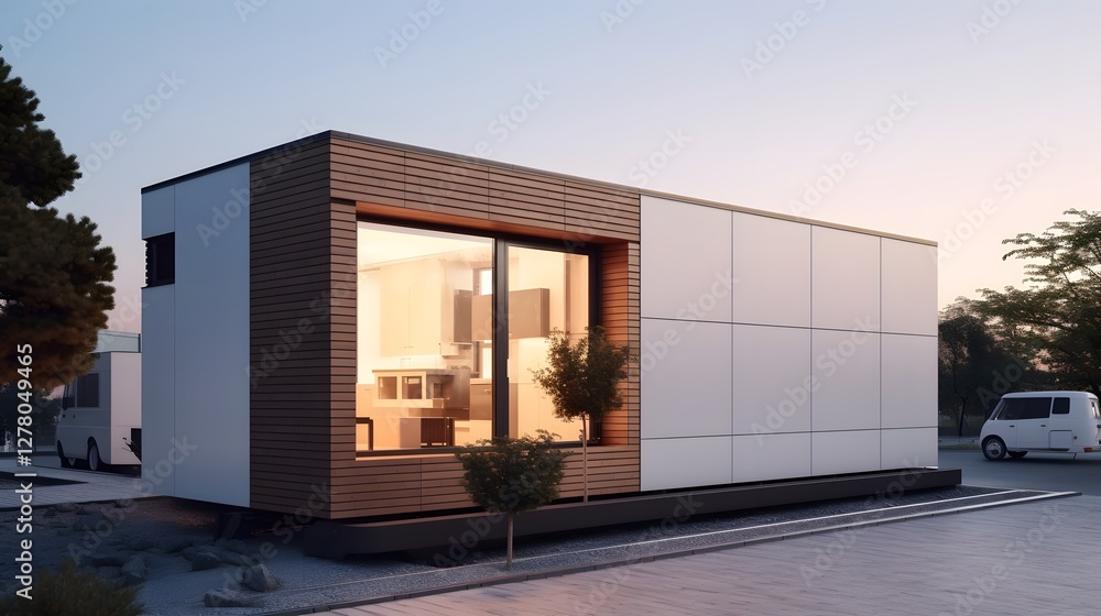 Poster minimalist tiny house with efficient and stylish design a compact contemporary residential building 