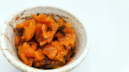 福神漬け・日本のお漬物・カレーライスの添え物・お茶うけ／Fukujinzuke, Japanese pickles, side dish for curry rice, tea snack／후쿠진 절임 · 일본 절임 · 카레 라이스의 곁들임 · 차 게