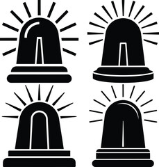 Obraz premium High-Quality Emergency Siren Set Silhouette Vector for Designers.