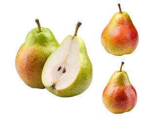 Pear fruits, a Set of fruits, and Pear fruit collections isolated