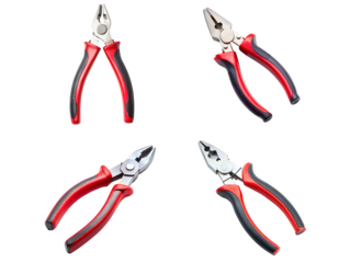 Four pliers, a Set of pliers, and plier collections isolated