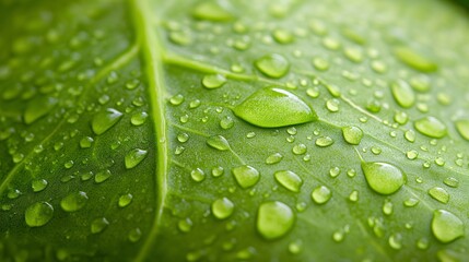 green leaf with water drops