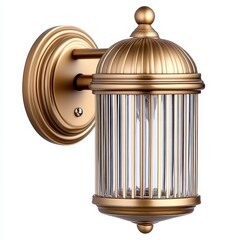 Elegant Gold Toned Wall Mounted Light Fixture with Glass Cylinder, Generative AI.