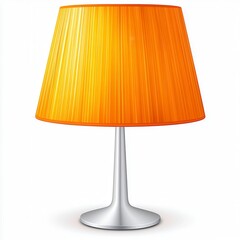 Obraz premium Sleek Orange Table Lamp with Pleated Shade for Modern Decor, Generative AI.