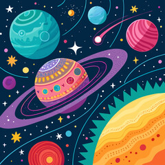 seamless pattern with planets