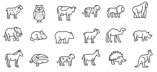 animals and pets icons set. editable