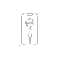 continuous line drawing battery charging illustration doodle
