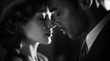 Fototapeta premium A Loving Couple Embraces Close To Each Other Tenderly