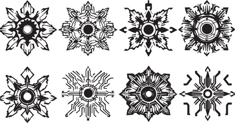 Set of elements for flat design, patterns, ornaments, mandalas. Hand drawn vector illustration