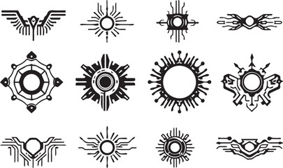 Set of elements for flat design, patterns, ornaments, mandalas. Hand drawn vector illustration